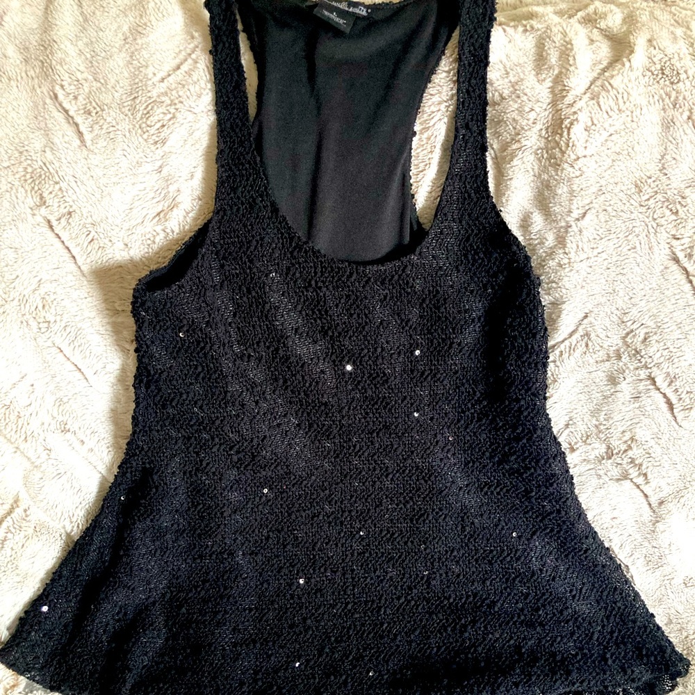 Black Tank with Sequins Size L